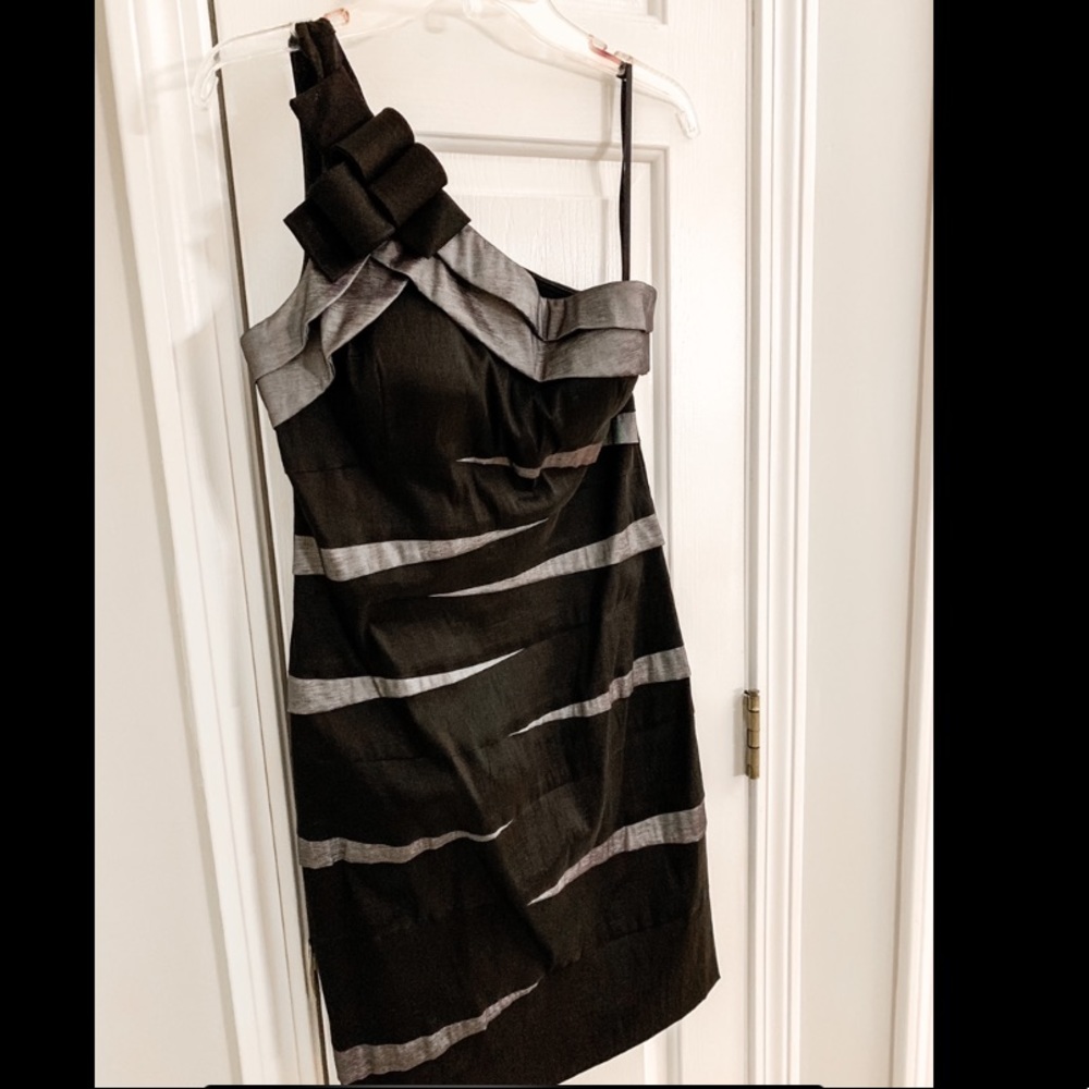 Grey and Black One Shoulder Dress